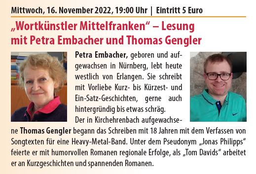 Petra Embacher und Thomas Gengler bei den Kirchehrenbacher Kulturwochen 2022